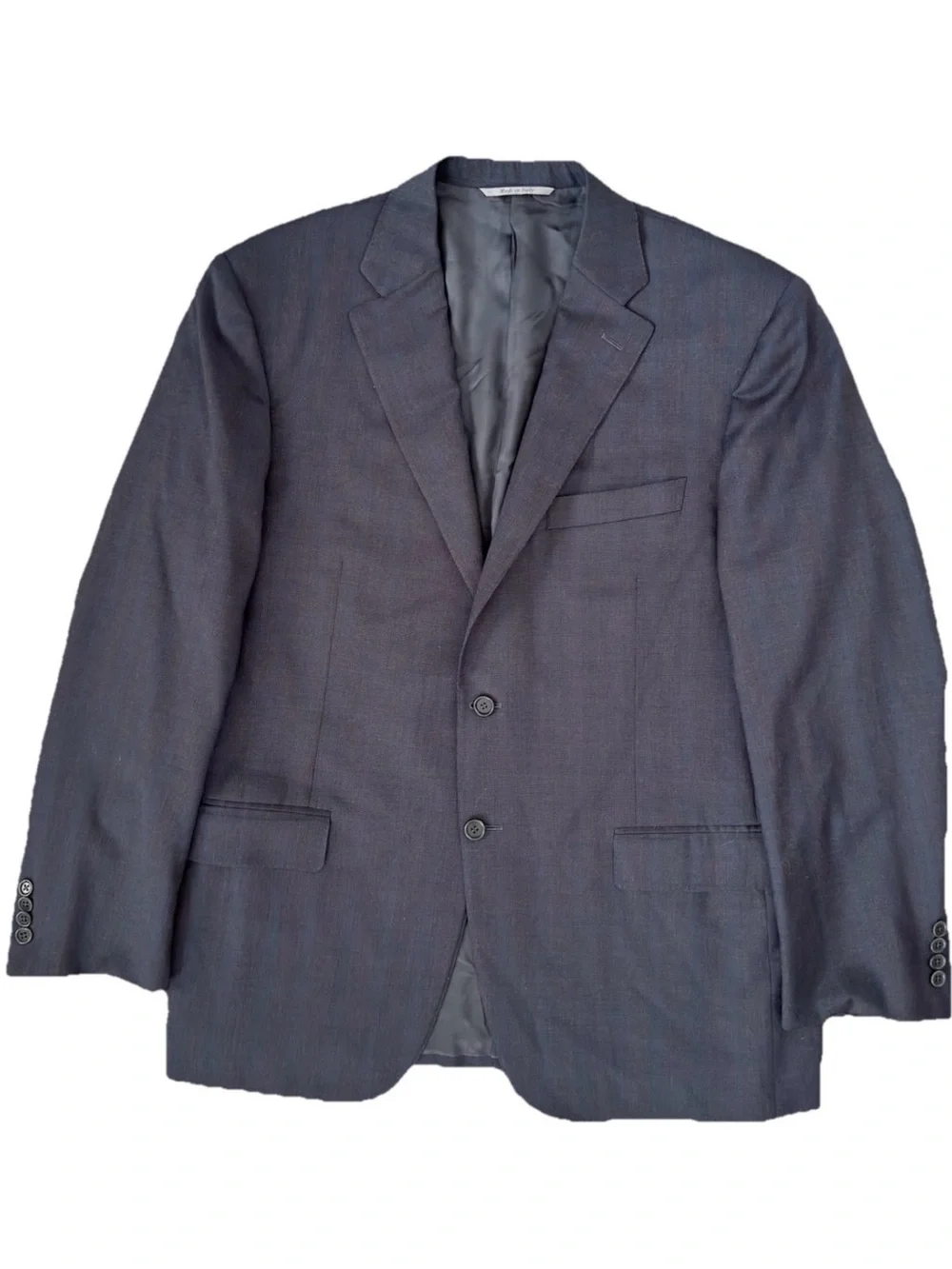 Canali Gray, Blue Blazer Coat Made In Italy 100% Wool Size EU 54 (US 44)